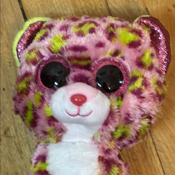 TY “Lainey” Plush Pink and Green Striped Leopard Toy - No Tag - Picture 2 of 6